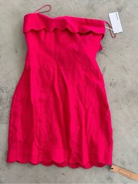 Reformation Hot Pink Scalloped Strapless Dress
